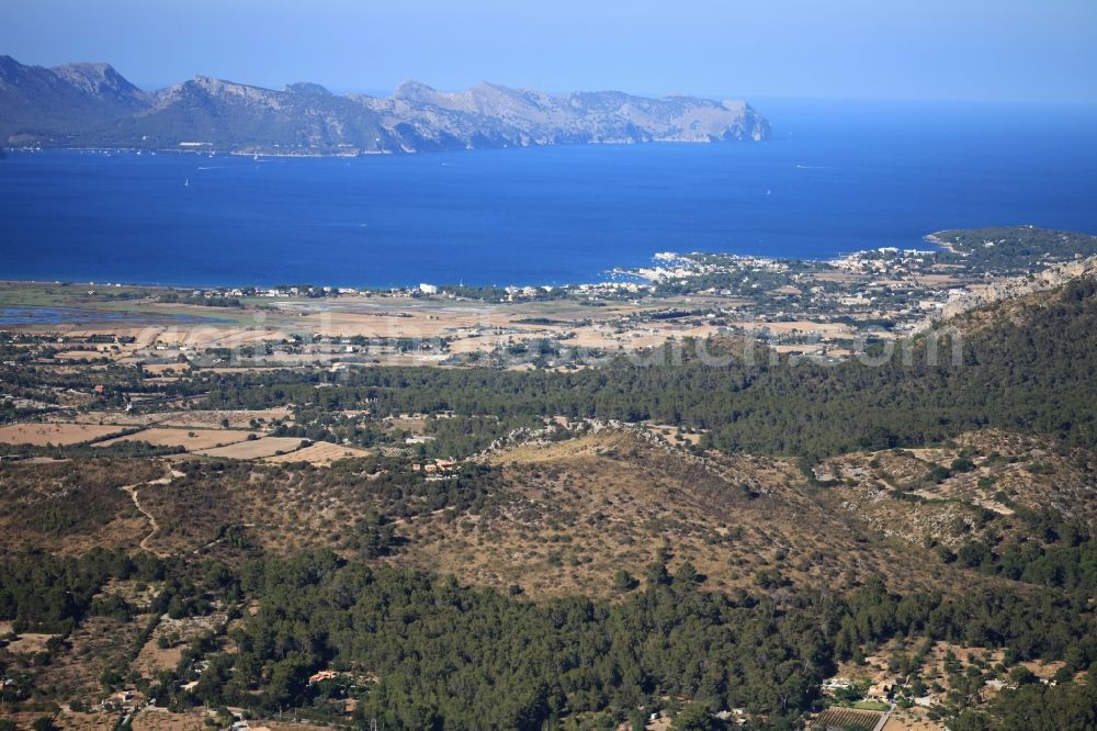 Alcúdia from above - Seacoast of Bay of Pollenca with Tramuntana Mountain Chain in Mallorca in Balearic Islands, Spain