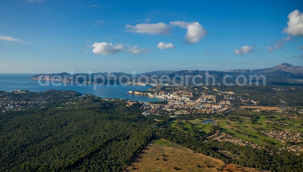 Aerial photograph Santa Ponca - Townscape on the seacoast with Bucht in Santa Ponca in Balearische Insel Mallorca, Spain