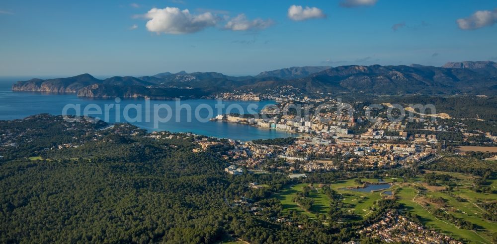 Santa Ponca from above - Townscape on the seacoast with Bucht in Santa Ponca in Balearische Insel Mallorca, Spain