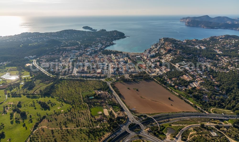 Aerial image Santa Ponca - Townscape on the seacoast with Bucht in Santa Ponca in Balearische Insel Mallorca, Spain