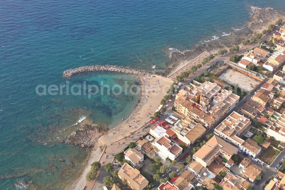 Colonia de Sant Pere from above - Townscape on the seacoast of Colonia de San Pedro Colonia de Sant Pere in Mallorca in Balearic Islands, Spain