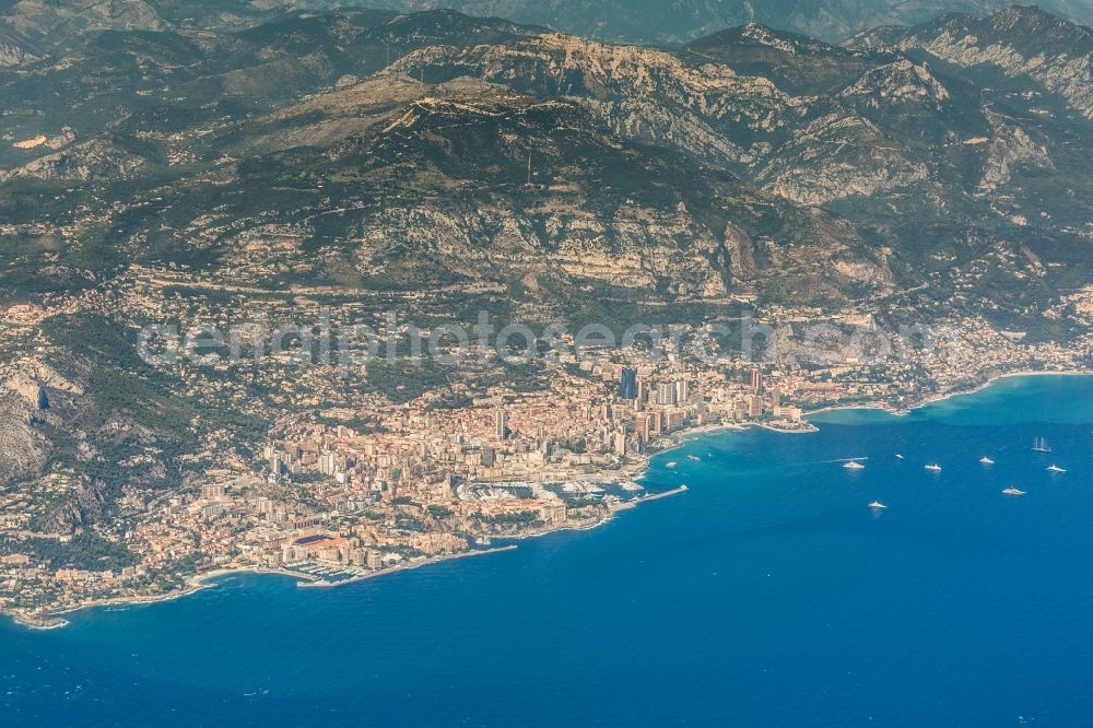 Monaco from above - Townscape on the seacoast of Cote d'Azur in Monaco in , Monaco