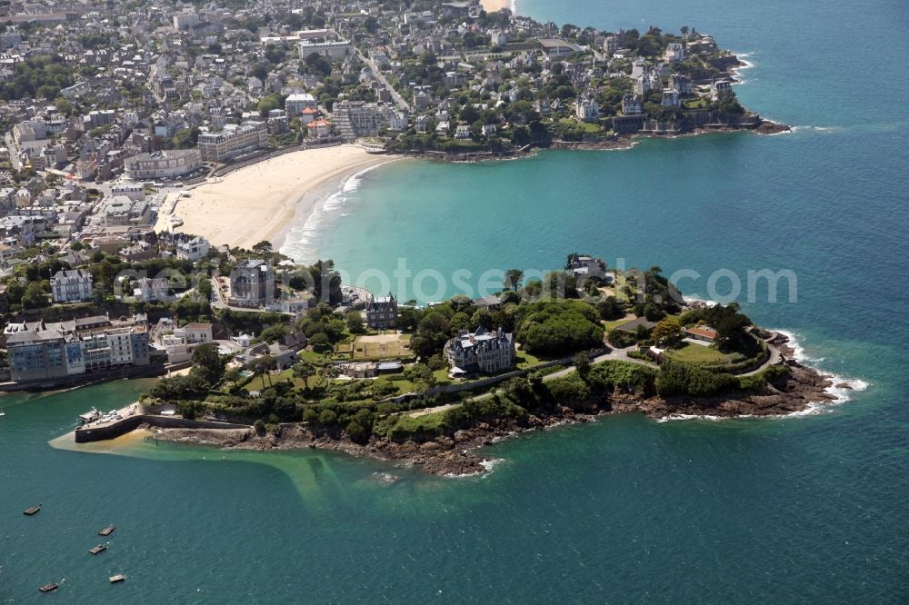 Dinard from the bird's eye view: Townscape on the seacoast of Dinard in Brittany, France