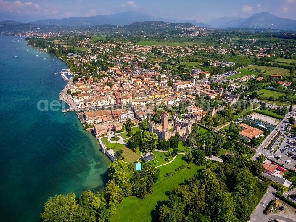 Lazise from above - Townscape on the seacoast of the Lake Garda in Lazise in Veneto, Italy