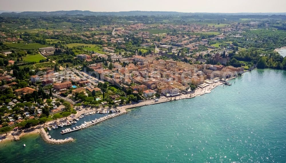 Aerial photograph Lazise - Townscape on the seacoast of the Lake Garda in Lazise in Veneto, Italy