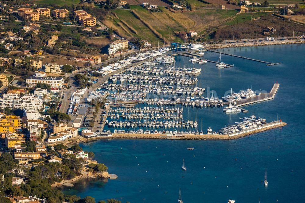 Aerial image Andratx - Townscape of Port d'Andratx on the seacoast in Andratx in Balearische Insel Mallorca, Spain