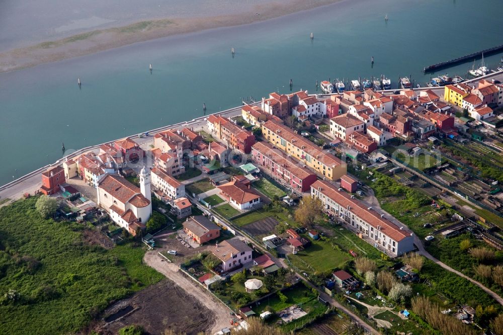 San Pietro in Volta from above - Townscape on the seacoast of Mediterranean Sea in San Pietro in Volta in Veneto, Italy