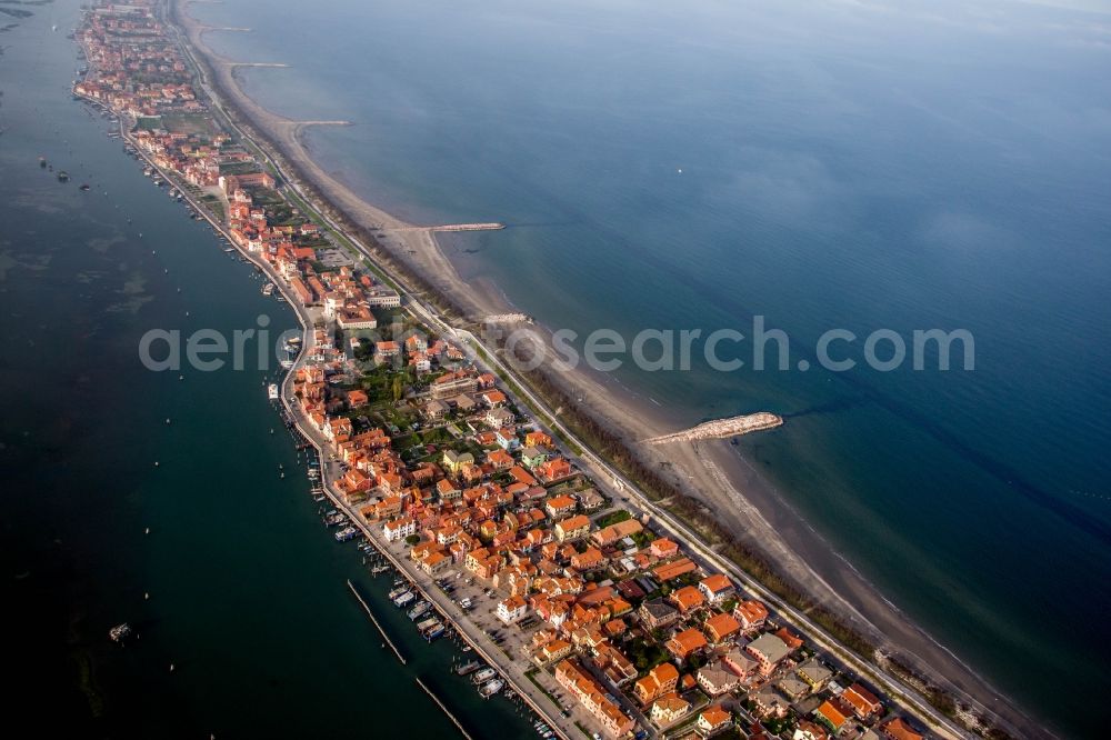 Aerial image San Vito - Townscape on the seacoast of Mediterranean Sea in San Vito in Veneto, Italy