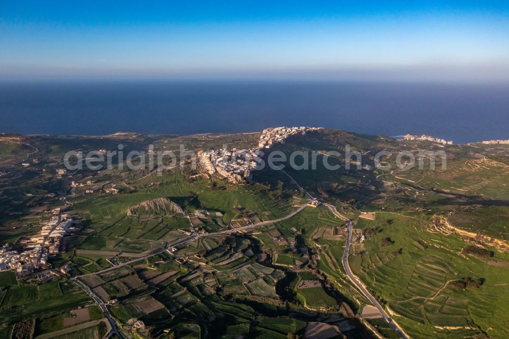 Aerial photograph Zebbug - Townscape on the seacoast of mediteran sea in Zebbug in Gozo, Malta