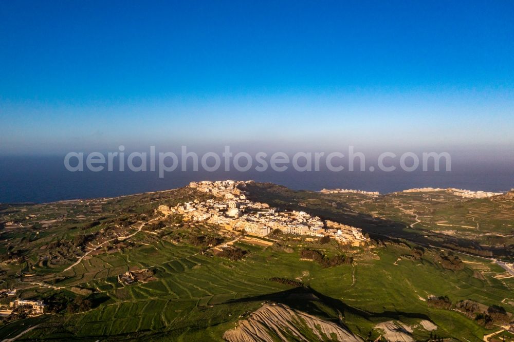 Zebbug from above - Townscape on the seacoast of mediteran sea in Zebbug in Gozo, Malta