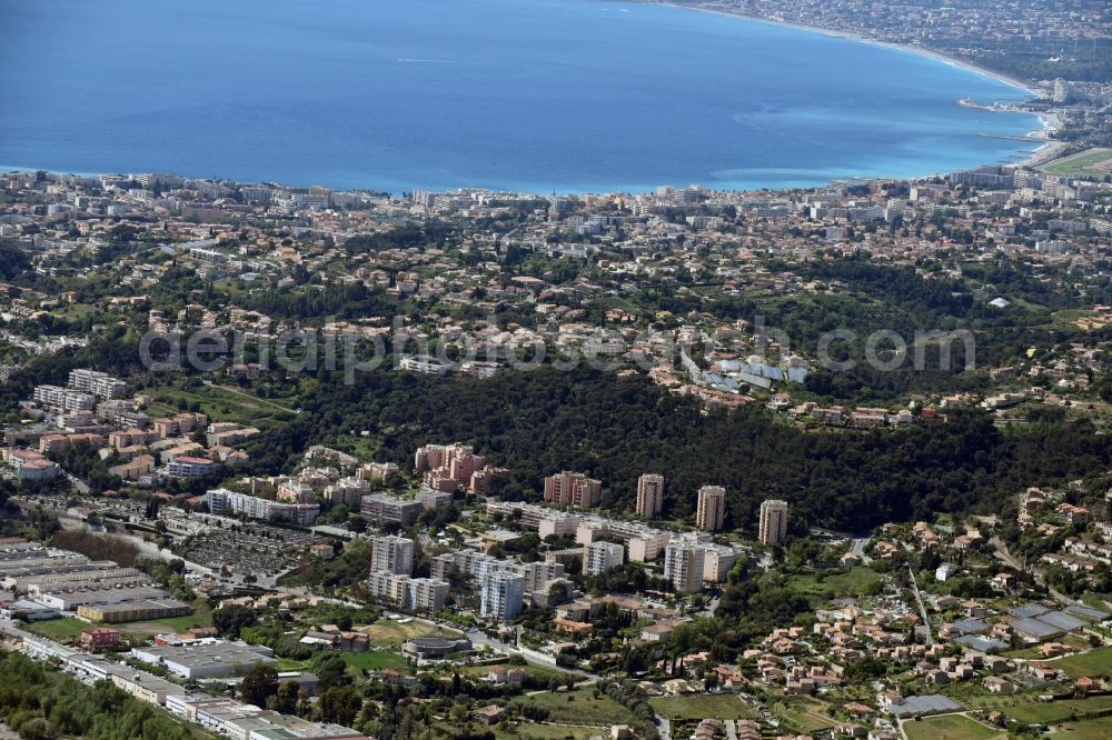 Aerial photograph La Gaude - Townscape on the seacoast of Mediterranean in La Gaude in Provence-Alpes-Cote d'Azur, France