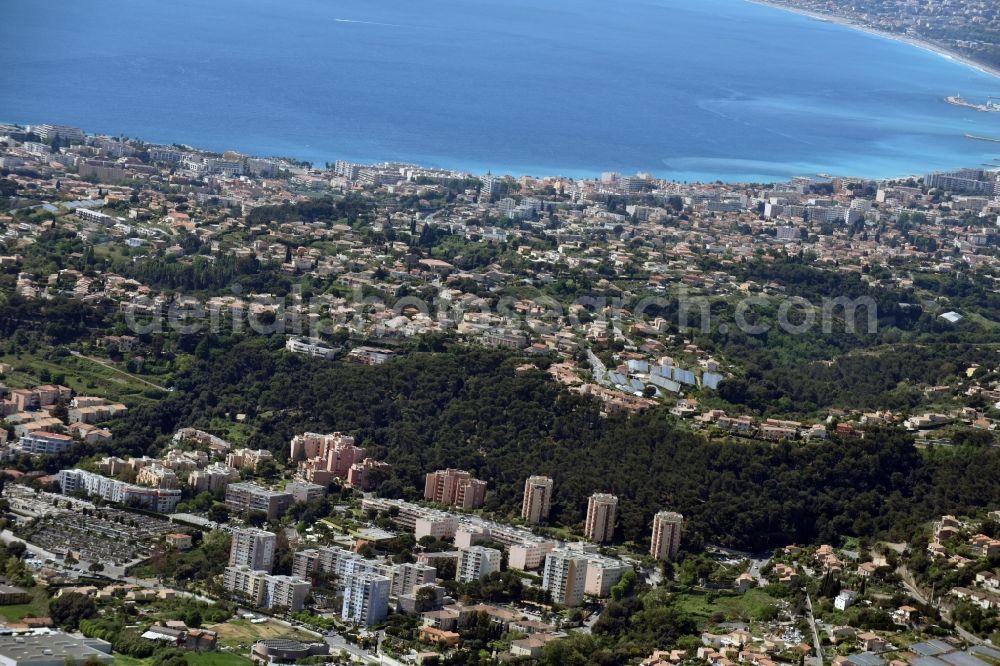 La Gaude from above - Townscape on the seacoast of Mediterranean in La Gaude in Provence-Alpes-Cote d'Azur, France