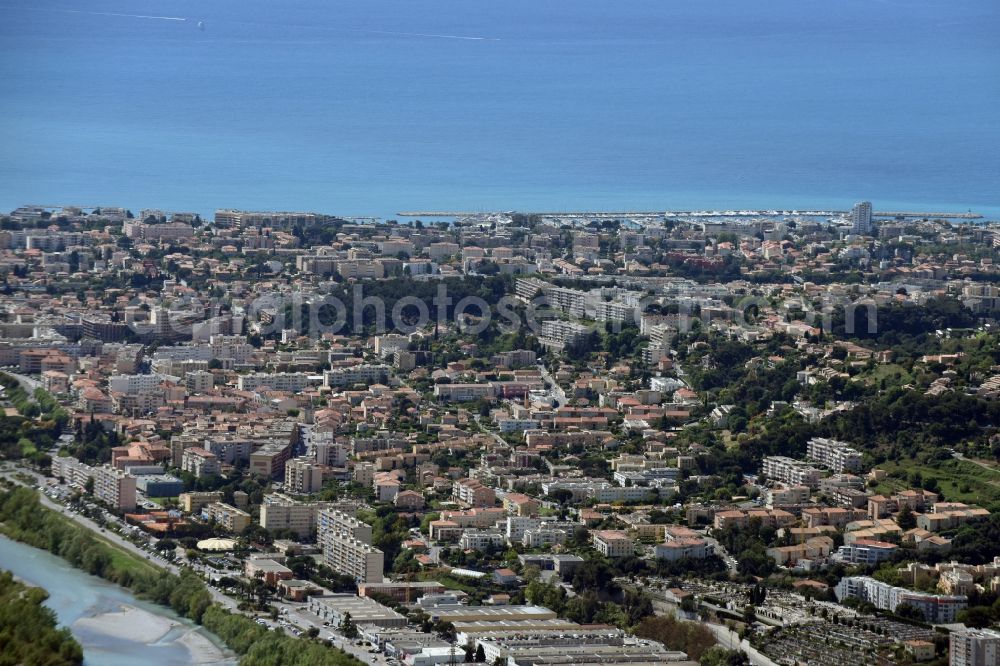 Aerial photograph La Gaude - Townscape on the seacoast of Mediterranean in La Gaude in Provence-Alpes-Cote d'Azur, France