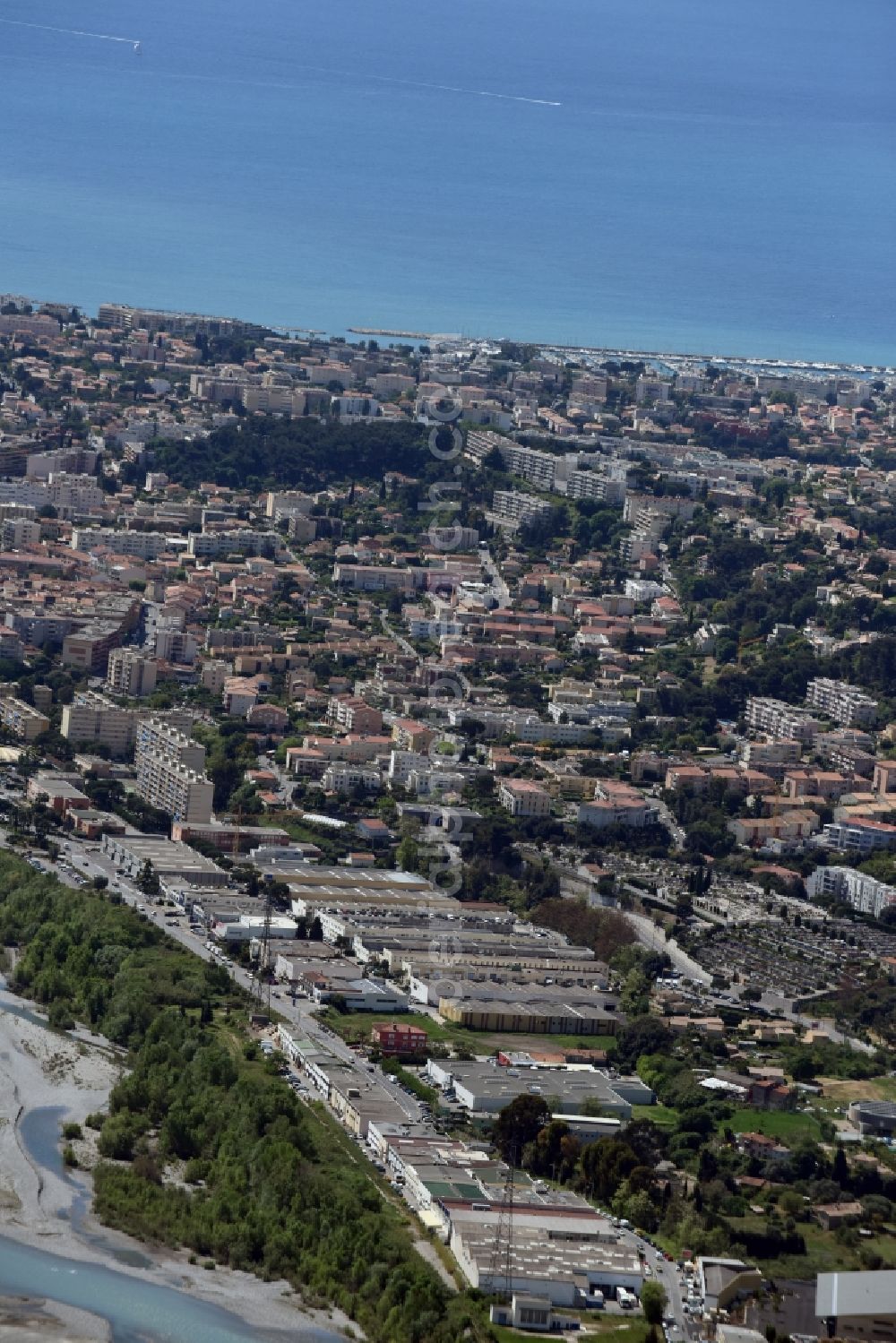 La Gaude from above - Townscape on the seacoast of Mediterranean in La Gaude in Provence-Alpes-Cote d'Azur, France