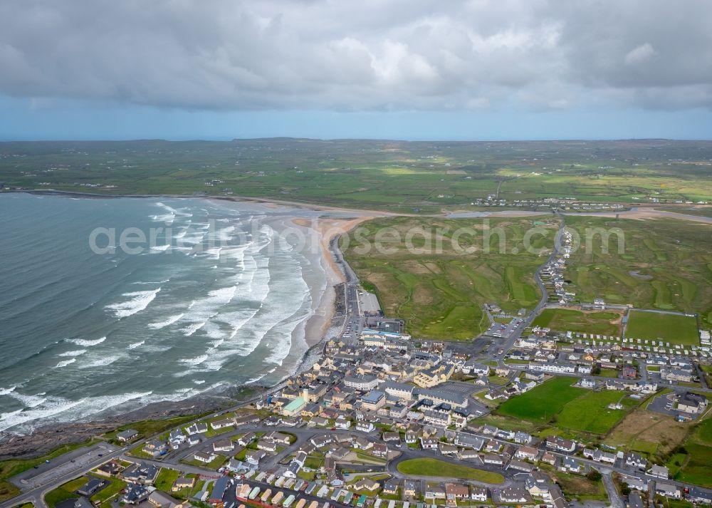 Lahinch from above - Townscape on the seacoast of North Atlantic Ocean in Lahinch in Clare, Ireland