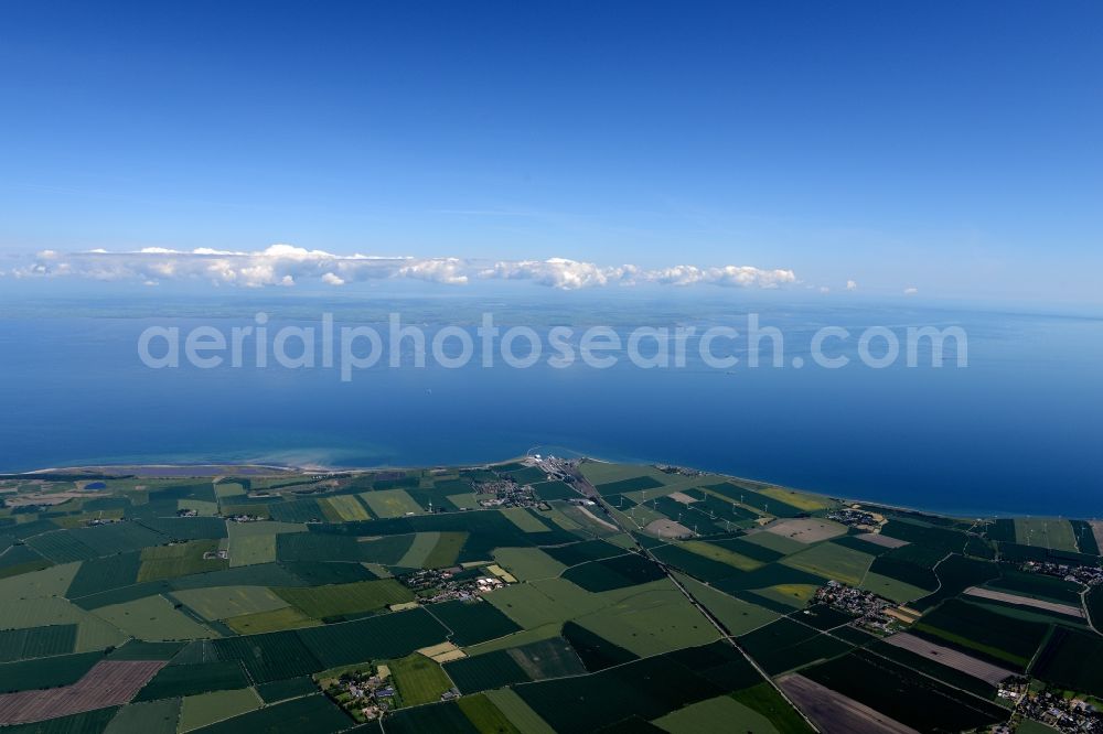 Puttgarden from above - Townscape on the seacoast of Nordsee- Insel Fehmarn near Puttgarden in the state Schleswig-Holstein