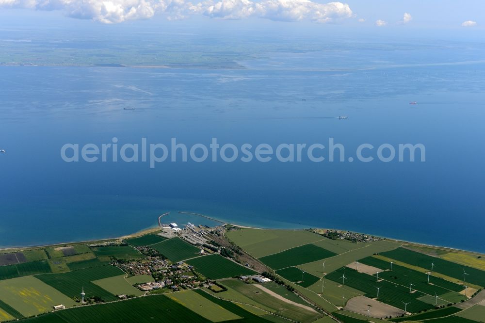 Puttgarden from the bird's eye view: Townscape on the seacoast of Nordsee- Insel Fehmarn near Puttgarden in the state Schleswig-Holstein