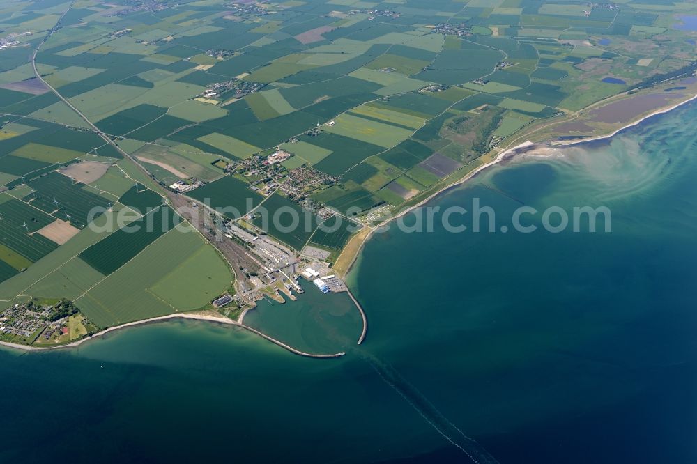 Aerial image Puttgarden - Townscape on the seacoast of Nordsee- Insel Fehmarn near Puttgarden in the state Schleswig-Holstein