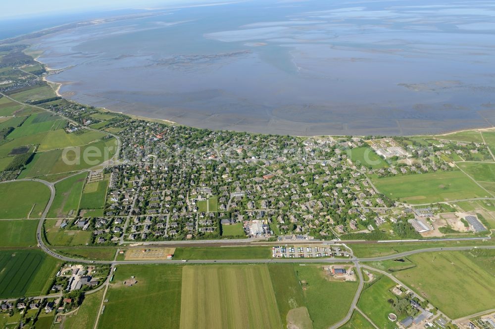 Keitum from the bird's eye view: Townscape on the seacoast of North Sea in Keitum in the state Schleswig-Holstein