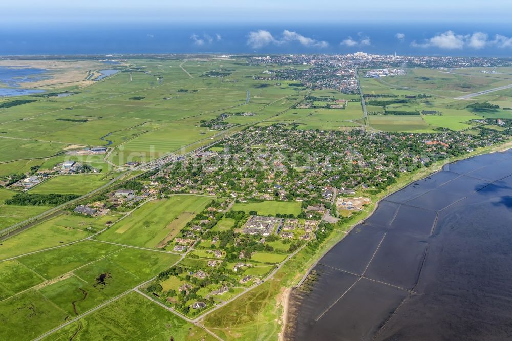 Sylt-Ost from the bird's eye view: Townscape on the seacoast of North Sea in Keitum in the state Schleswig-Holstein