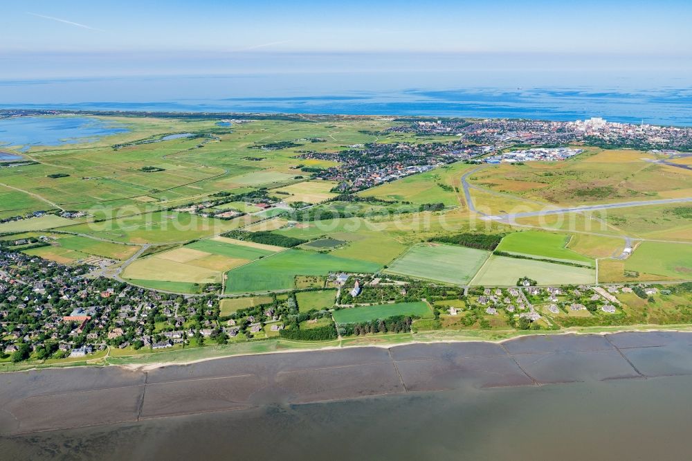 Aerial image Sylt-Ost - Townscape on the seacoast of North Sea in Keitum in the state Schleswig-Holstein