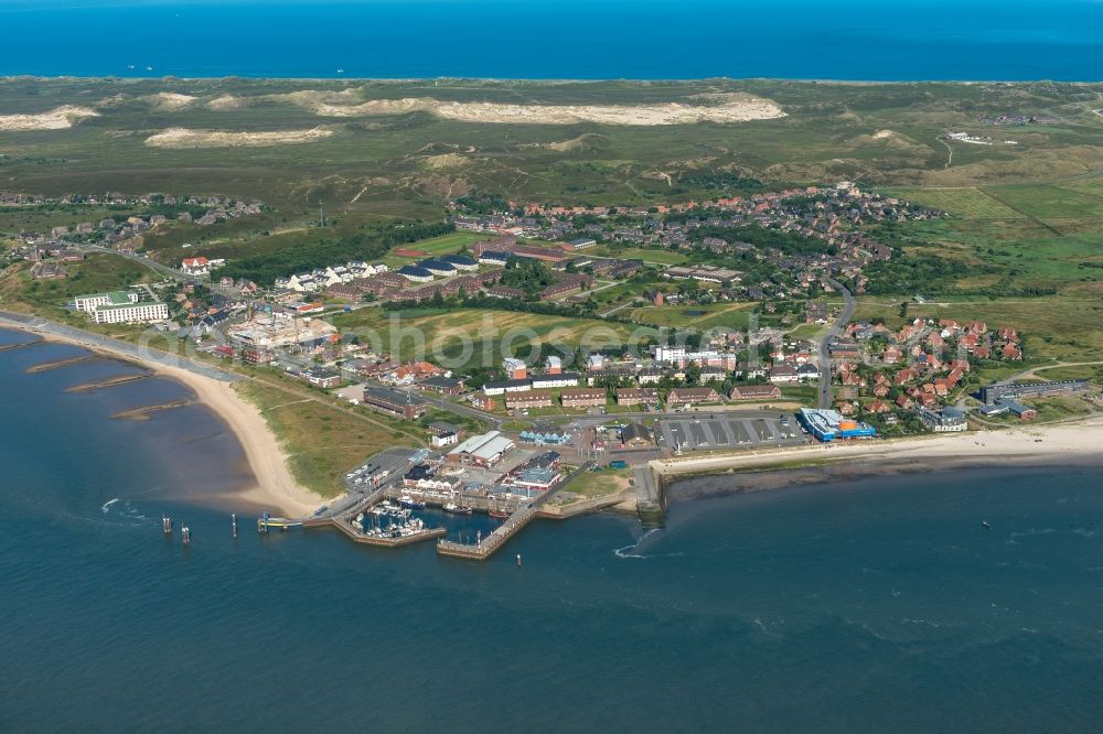 List from the bird's eye view: Townscape on the seacoast of of North Sea in List on Sylt in the state Schleswig-Holstein