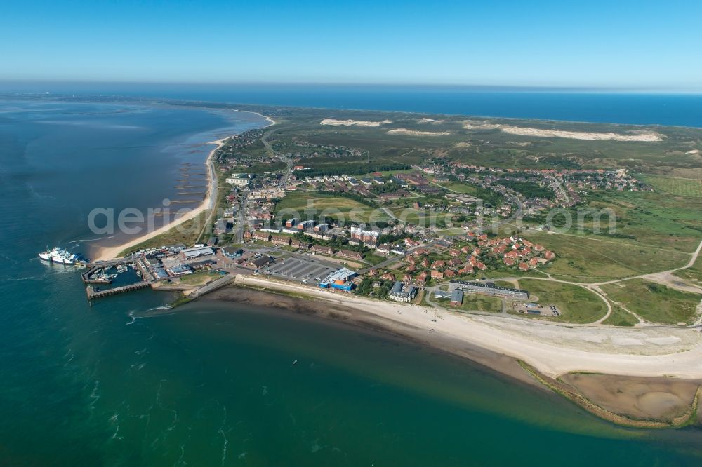 List from the bird's eye view: Townscape on the seacoast of of North Sea in List on Sylt in the state Schleswig-Holstein