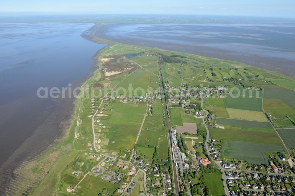 Morsum from the bird's eye view: Townscape on the seacoast of North Sea in Morsum in the state Schleswig-Holstein