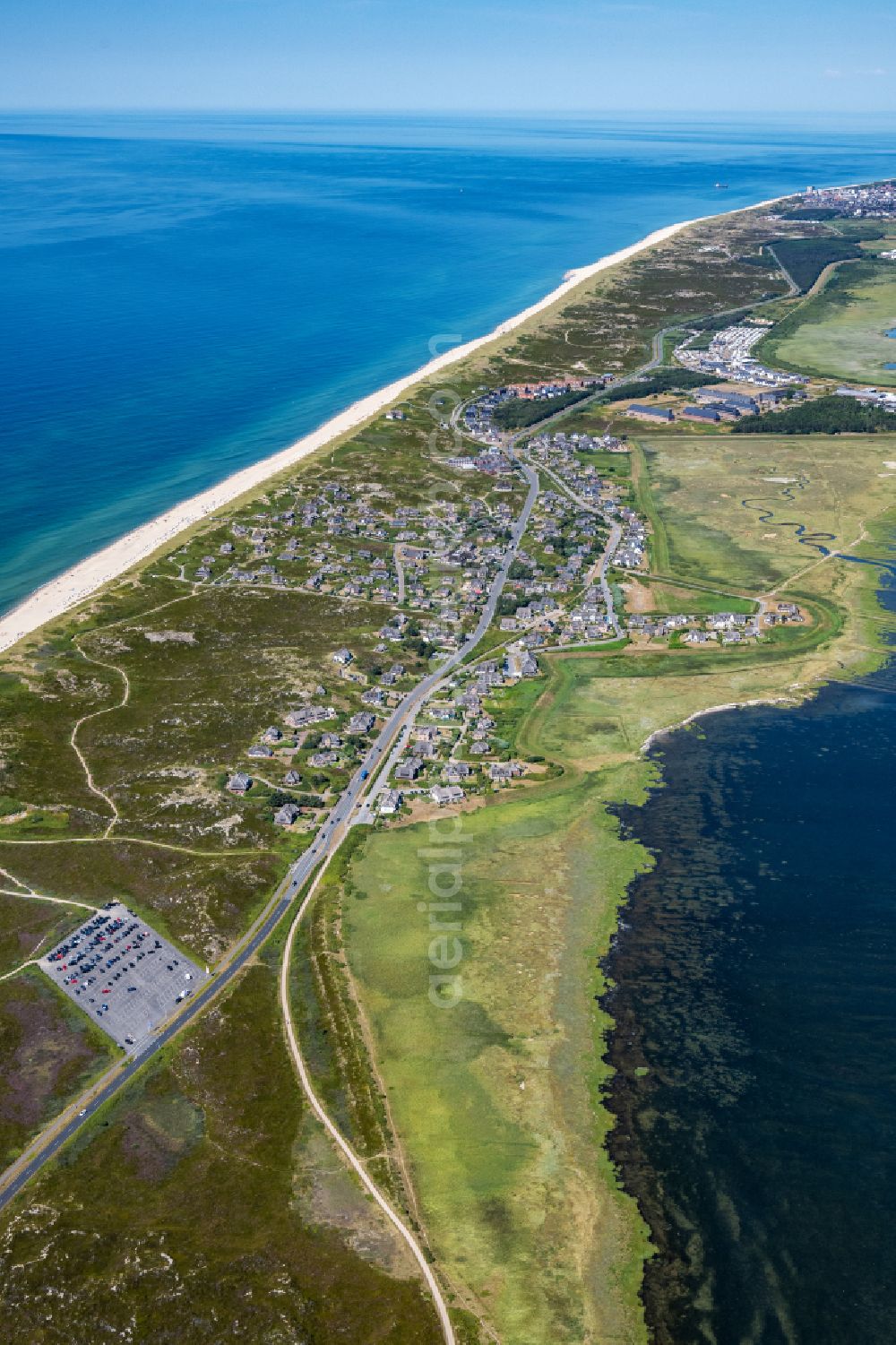 Sylt from above - Townscape on the seacoast of North Sea in Rantum (Sylt) in the state Schleswig-Holstein