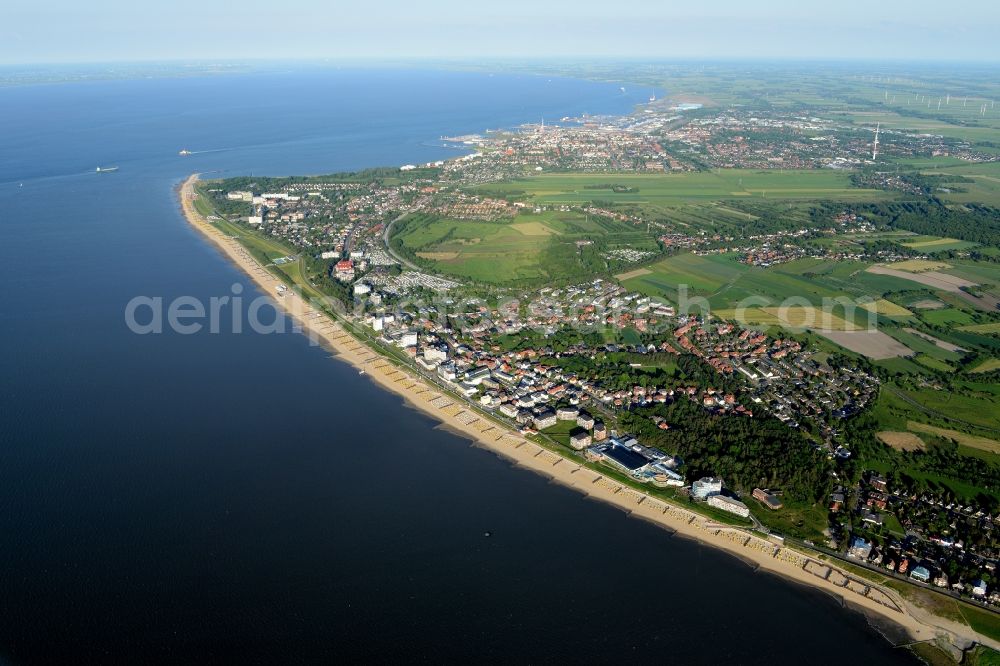 Sahlenburg from above - Townscape on the seacoast of North Sea in Sahlenburg in the state Lower Saxony