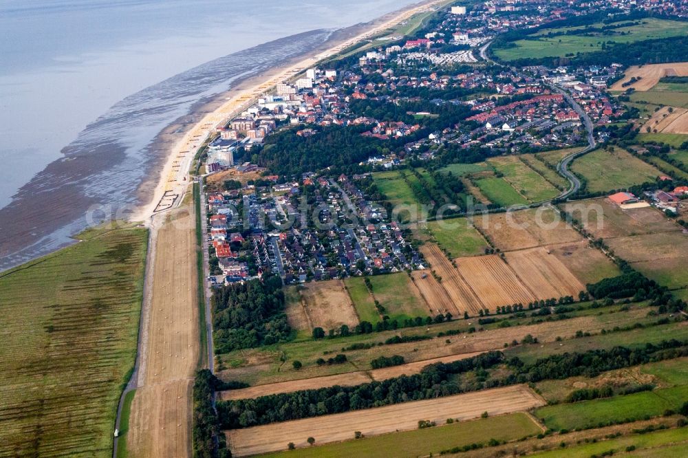 Aerial image Sahlenburg - Townscape on the seacoast of of North Sea in Sahlenburg in the state Lower Saxony, Germany