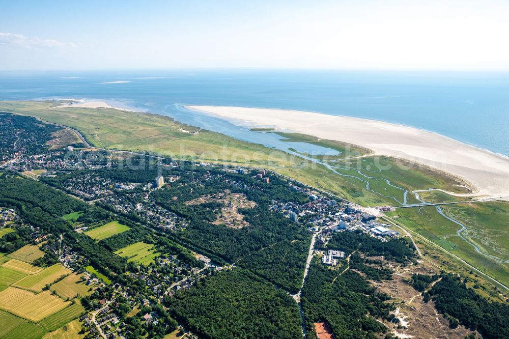 Aerial photograph Sankt Peter-Ording - Townscape on the seacoast of North Sea in Sankt Peter-Ording in the state Schleswig-Holstein