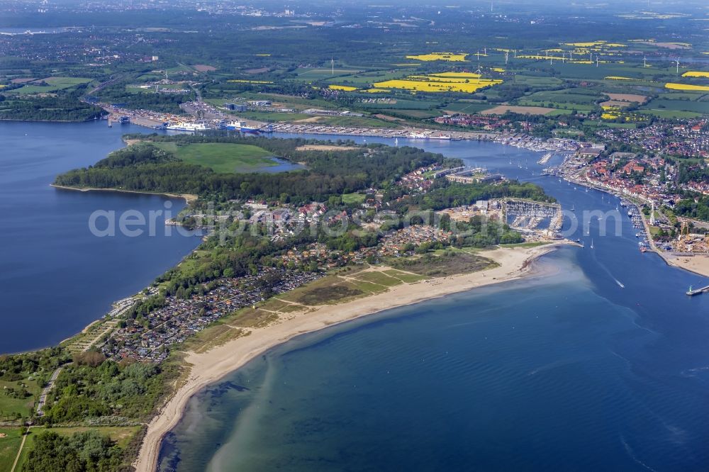 Aerial image Lübeck - Townscape on the seacoast of the North Sea and the course of the Trave in Travemuende in the state Schleswig-Holstein