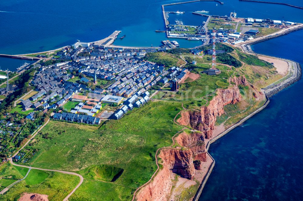 Helgoland from above - Townscape on the seacoast Oberland in Helgoland in the state Schleswig-Holstein, Germany