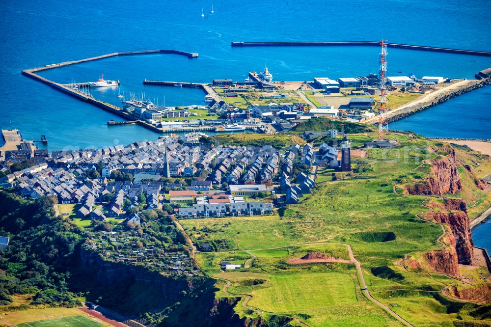 Helgoland from above - Townscape on the seacoast Oberland in Helgoland in the state Schleswig-Holstein, Germany