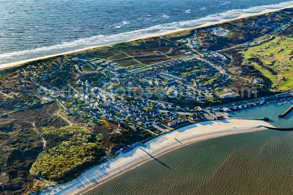 Hörnum (Sylt) from the bird's eye view: Townscape on the seacoast in Hoernum (Sylt) on Island Sylt in the state Schleswig-Holstein, Germany