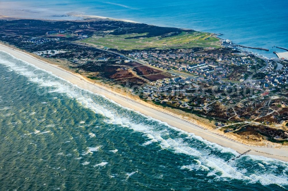 Aerial photograph Hörnum (Sylt) - Townscape on the seacoast in Hoernum (Sylt) on Island Sylt in the state Schleswig-Holstein, Germany