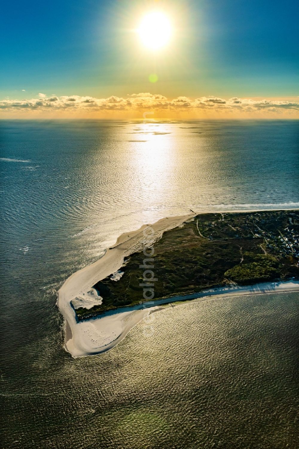 Hörnum (Sylt) from above - Townscape on the seacoast in Hoernum (Sylt) on Island Sylt in the state Schleswig-Holstein, Germany