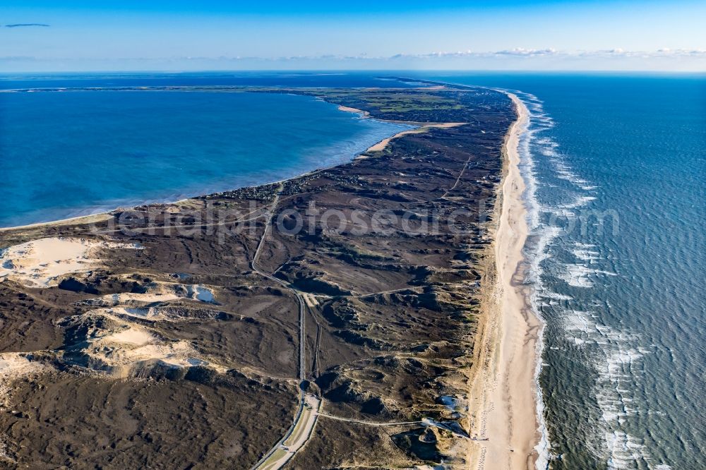 List from the bird's eye view: Townscape on the seacoast in List on Island Sylt in the state Schleswig-Holstein, Germany