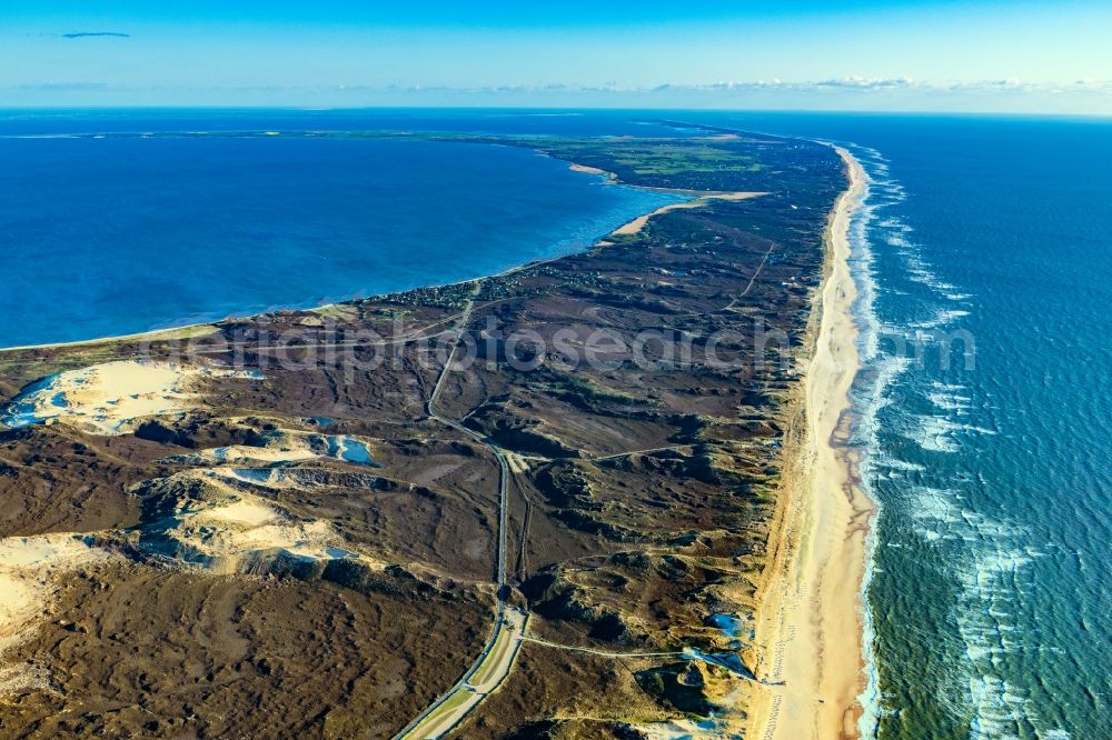 List from the bird's eye view: Townscape on the seacoast in List on Island Sylt in the state Schleswig-Holstein, Germany