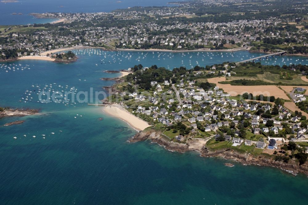 Lancieux from the bird's eye view: Townscape on the seacoast in the district L' Islet in Lancieux in Brittany, France