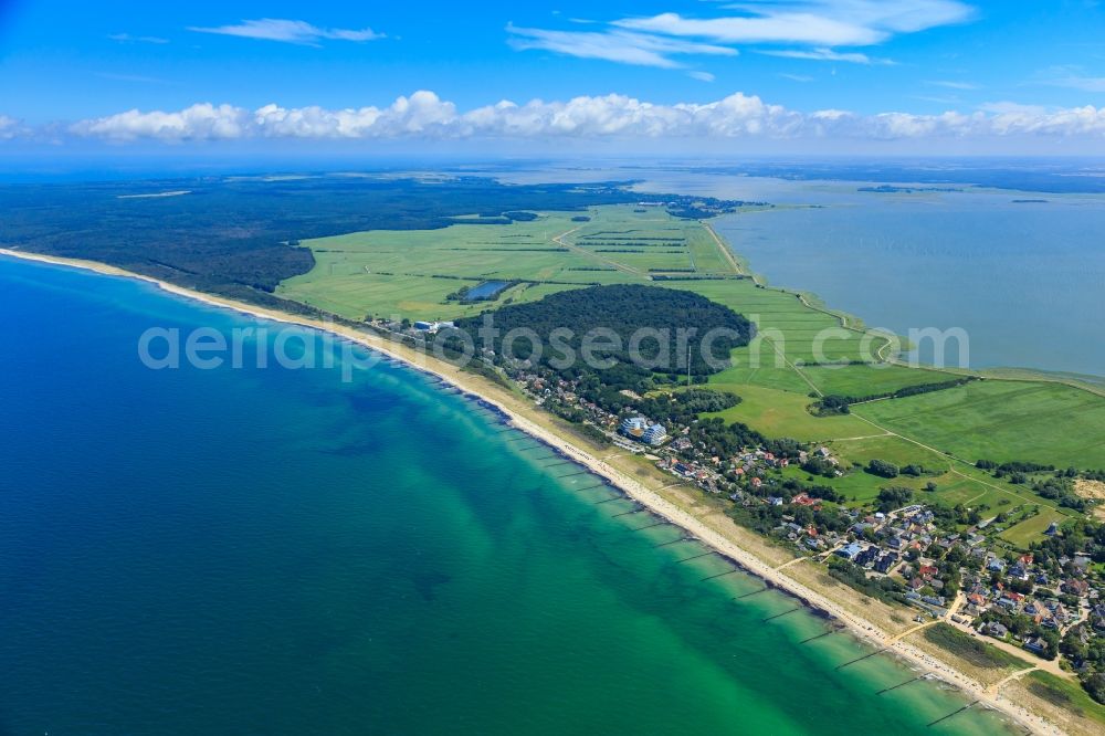 Ahrenshoop from above - Townscape on the seacoast of of Baltic Sea in Ahrenshoop in the state Mecklenburg - Western Pomerania, Germany