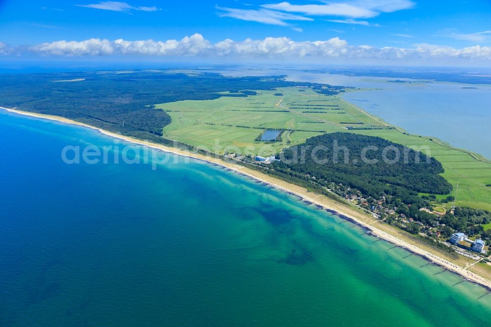 Ahrenshoop from above - Townscape on the seacoast of of Baltic Sea in Ahrenshoop in the state Mecklenburg - Western Pomerania, Germany