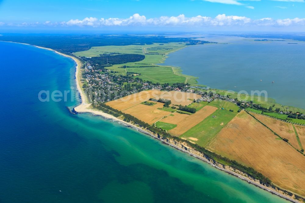 Ahrenshoop from above - Townscape on the seacoast of of Baltic Sea in Ahrenshoop in the state Mecklenburg - Western Pomerania, Germany