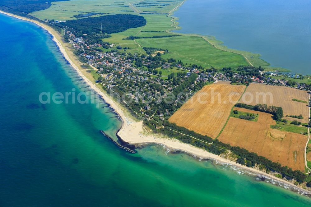 Ahrenshoop from above - Townscape on the seacoast of of Baltic Sea in Ahrenshoop in the state Mecklenburg - Western Pomerania, Germany