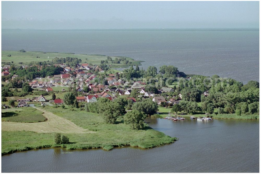 Altwarp from the bird's eye view: Townscape on the seacoast of Baltic Sea in Altwarp in the state Mecklenburg - Western Pomerania, Germany