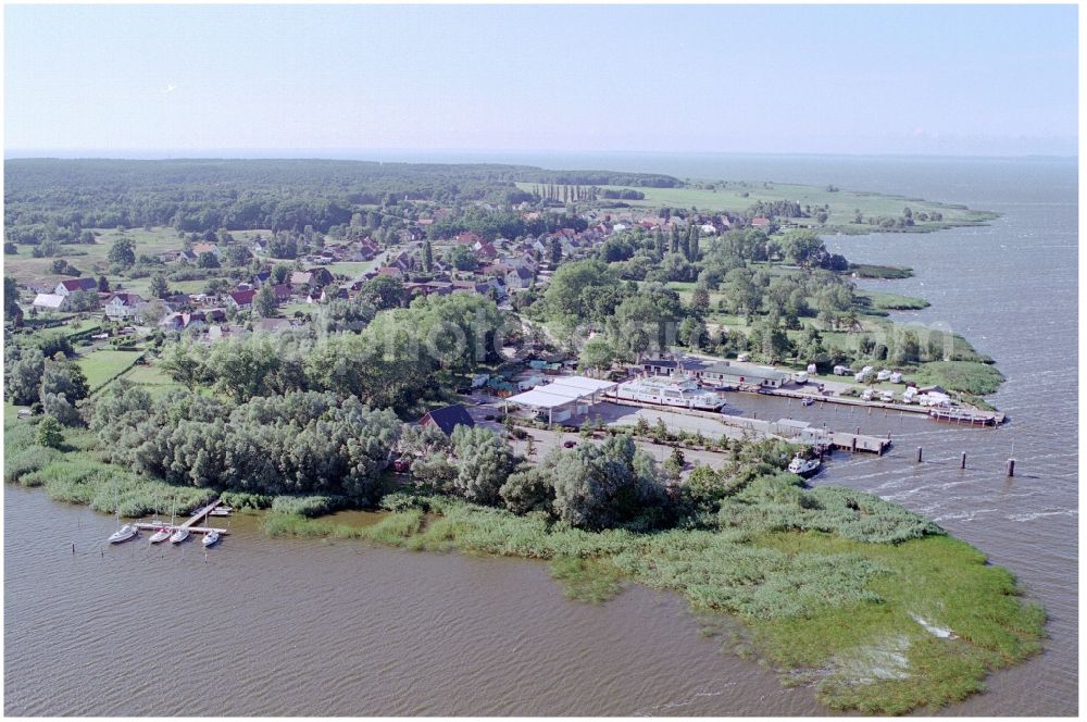 Altwarp from above - Townscape on the seacoast of Baltic Sea in Altwarp in the state Mecklenburg - Western Pomerania, Germany