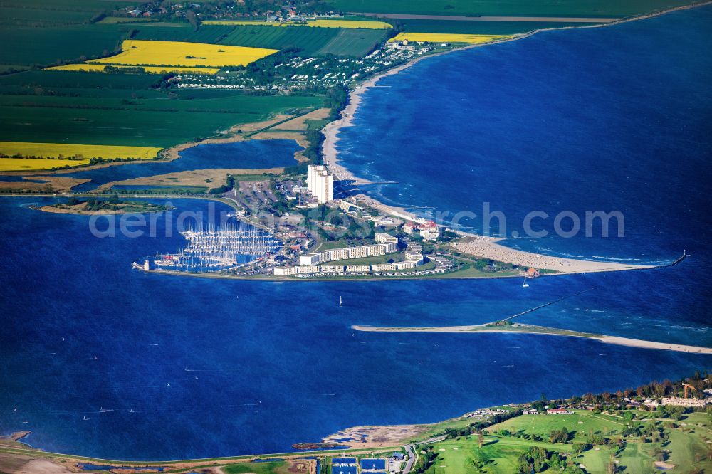 Fehmarn from above - Townscape on the seacoast of Baltic Sea in Burg auf Fehmarn in the state Schleswig-Holstein