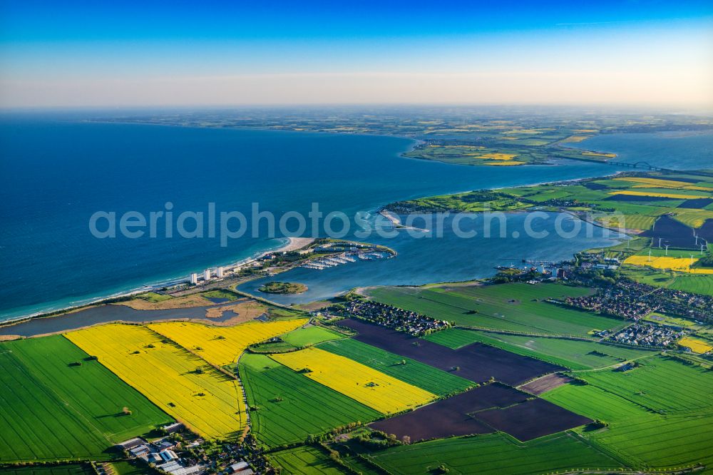 Fehmarn from the bird's eye view: Townscape on the seacoast of Baltic Sea in Burg auf Fehmarn in the state Schleswig-Holstein