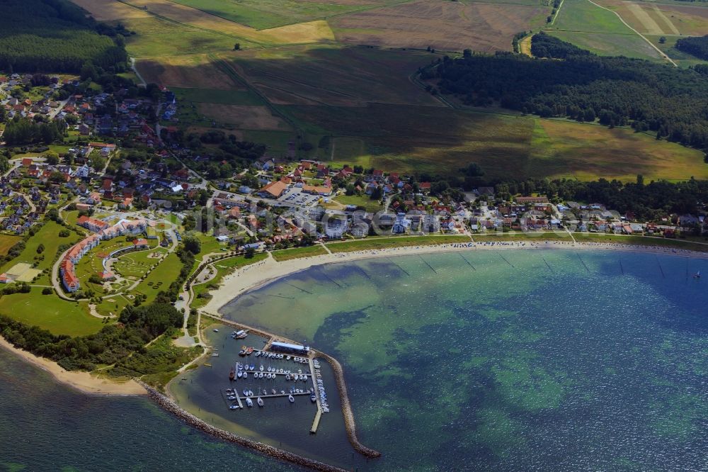 Glowe from the bird's eye view: Townscape on the seacoast of Baltic Sea in Glowe in the state Mecklenburg - Western Pomerania, Germany